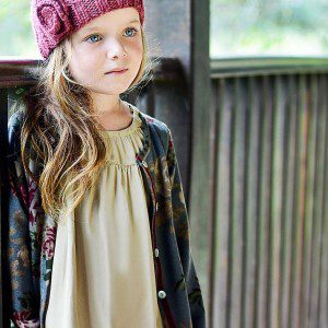 vestido color crudo y campera estampada para niñas invierno 2015 ANAVANA