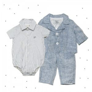 traje saco mangas cortas y camisa body para bebes Broer verano 2018