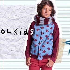 cardigan aldogon frizado jeans color y bufanda nenes otoño invierno 2018