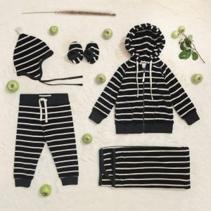 conjunto de plush a rayas bebe Little Akiabara invierno 2018