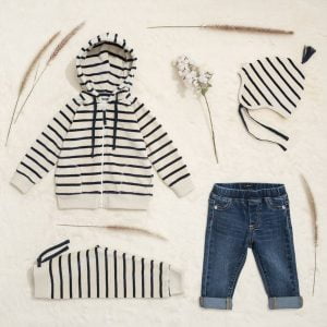 jeans para bebe campera a rayas Little Akiabara invierno 2018