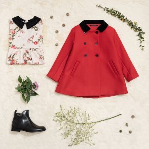 tapado rosa chicle de paño para niñas Little Akiabara invierno 2018