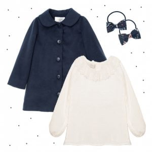 vestido corto mangas largas blanco con puntilla Broer Enfants otoño invierno 2018