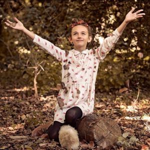 vestido corto mangas largas estampado niña Paula Cahen d Anvers NIños invierno 2018