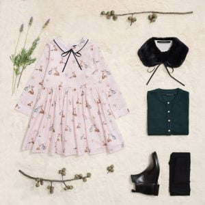 vestido corto mangas largas para niñas Little Akiabara invierno 2018