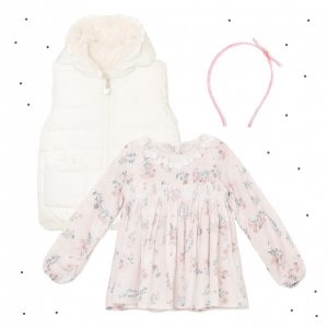 vestido corto mangas largas rosa palido niña Broer Enfants otoño invierno 2018