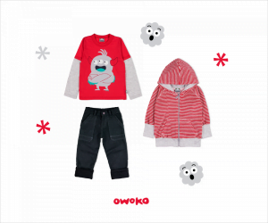 jeans remera mangas largas y campera algodon a rayas para niño owoko invierno 2018