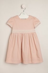 vestido mangas corta rosado con puntilla Magdalena Esposito invierno 2018