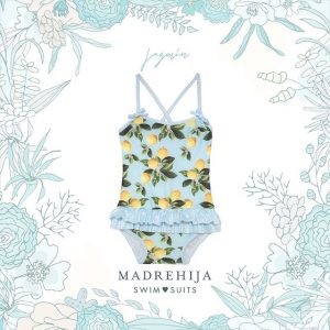malla celeste estampa limon niña Madrehijas swim suits verano 2019
