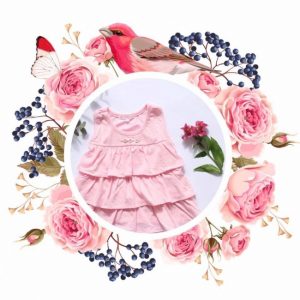 vestido de algodon para beba rosa con volados lelefanteino primavera verano 2019