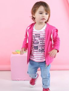 jeans y campera algodon rustico niña Soft Red Primavera verano 2019