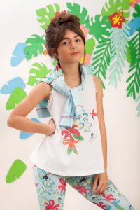 musculosa y calza estampada para niñas a croquer verano 2019