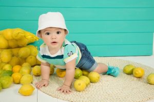 remera a rayas bermuda jeans bebe minimimo co Verano 2019 remera a rayas bermuda jeans bebe minimimo co Verano 2019