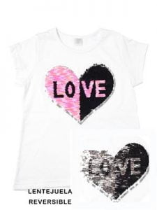 remera lentejuela niña love Paul Carty verano 2019