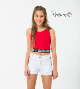 short de jeans y top de lycra para niñas Piensa en mi verano 2019