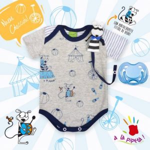 body con porta chupete bebe A la Pipeta verano 2019