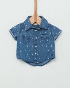 camisa denim mangas cortas bebes Wanama Boy Girls verano 2019