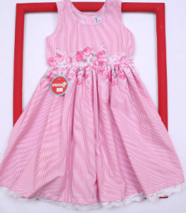 vestido a rayas rosadas para beba Solcito primavera verano 2019