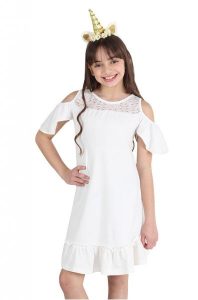 vestido blanco con encaje para niña urbanito verano 2019