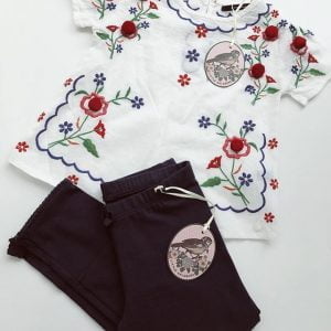 blusa bordada en hilos niña Little akiabara verano 2019