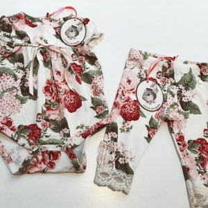 body floreado beba y pantalon con puntilla Little akiabara verano 2019