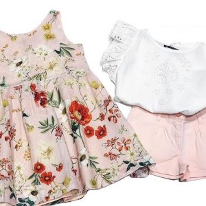 vestido rosa floreado beba Little akiabara verano 2019 vestido rosa floreado beba Little akiabara verano 2019