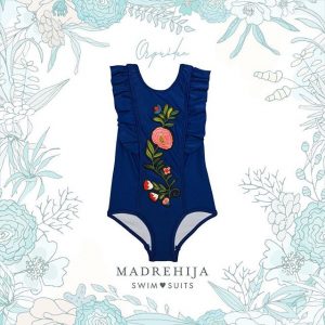 malla con bordado y volado niña madre e hija verano 2019