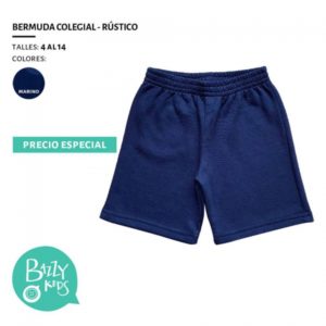 bermuda algodon rustico colegial Bazzy kids 2019