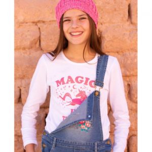 remera mangas largas y jardinero para niña mimo co otoño invierno 2019