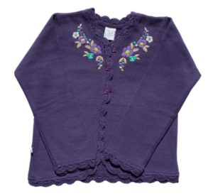 cardigan lana con bordado niña tejidos Pompas invierno 2019