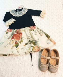 vestido mangas largas cuello puntilla niña Little Akiabara invierno 2019
