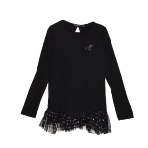 blusa negra con volado de tul para niñas Mapamondo invierno 2019 blusa negra con volado de tul para niñas Mapamondo invierno 2019