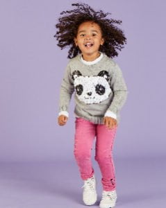 buzo con panda de lentejuela para niña Grisino invierno 2019