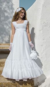 solero con puntilla de broderie vestido blanco de niña para comunion