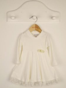 vestido algodon blanco puntilla beba mangas larga lelefantino invierno 2019