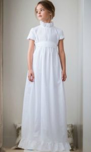 vestido blanco cuello alto y mangas cortas de niña para comunion vestido blanco cuello alto y mangas cortas de niña para comunion
