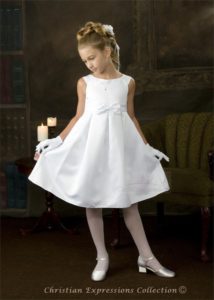 vestido blanco plisado de niña para comunion