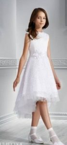 vestido de encaje blanco de niña para comunion asimetrico vestido de encaje blanco de niña para comunion asimetrico