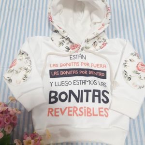 buzo con capucha beba con fraces dicen mis sueños verano 2020
