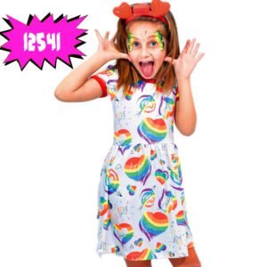 vestido estampa corazones arco iris niña dilo tu verano 2020
