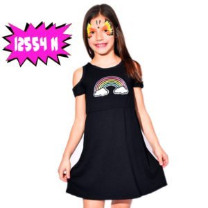 vestido negro con arco iris niña dilo tu verano 2020