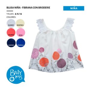 blusa niña con breteles de puntilla Bazzy verano 2020