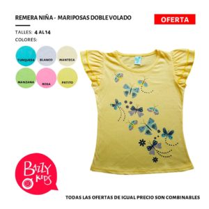 remera mariposa niñas Bazzy verano 2020 remera mariposa niñas Bazzy verano 2020