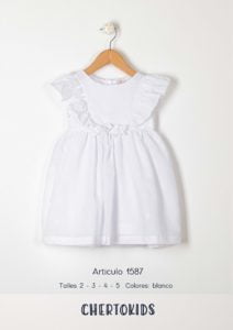 vestido blanco beba niña verano 2020 Chertokids vestido blanco beba niña verano 2020 Chertokids