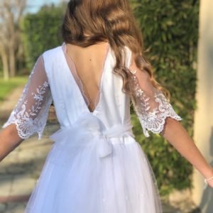 vestido comunion espalda en v