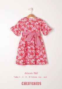 vestido mangas cortas con volado niña verano 2020 Chertokids