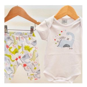 body y pantalon dinosaurio para bebes Broer primavera verano 2020