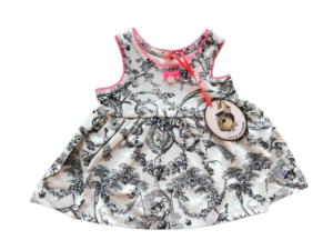 vestido de algodon estampado con detalle fluor beba Little akiabara verano 2020