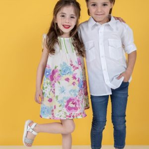vestido estampado para niñas camisa niño alpiste verano 2020