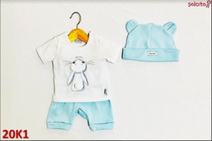 conjunto remera short y gorrito recien nacido unisex solcito verano 2020